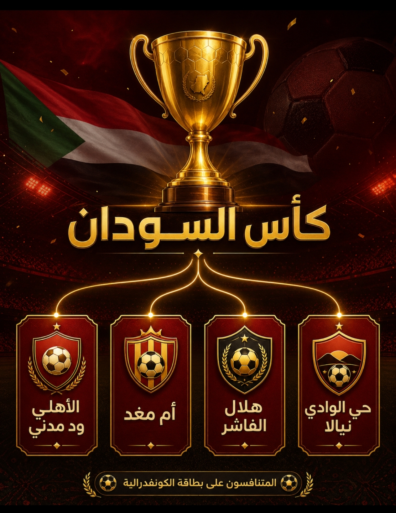 الأهلي مدني يحرز لقب كأس السودان بعد فوزه على هلال الفاشر 3-1 في استاد الخرطوم، ويضمن المشاركة في كأس الكونفدرالية الأفريقية.